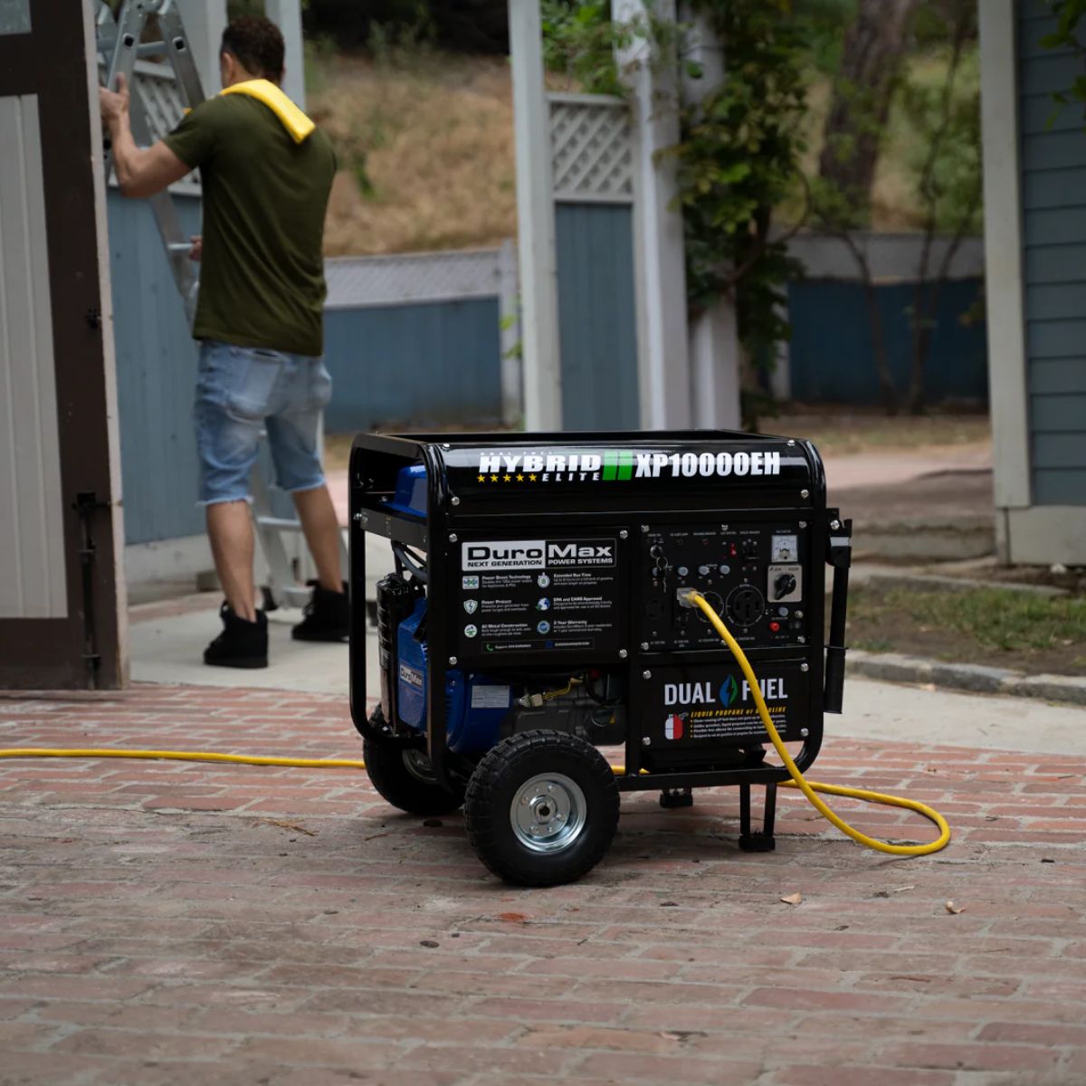 DuroStar XP10000EH powering home construction setup displaying its portability