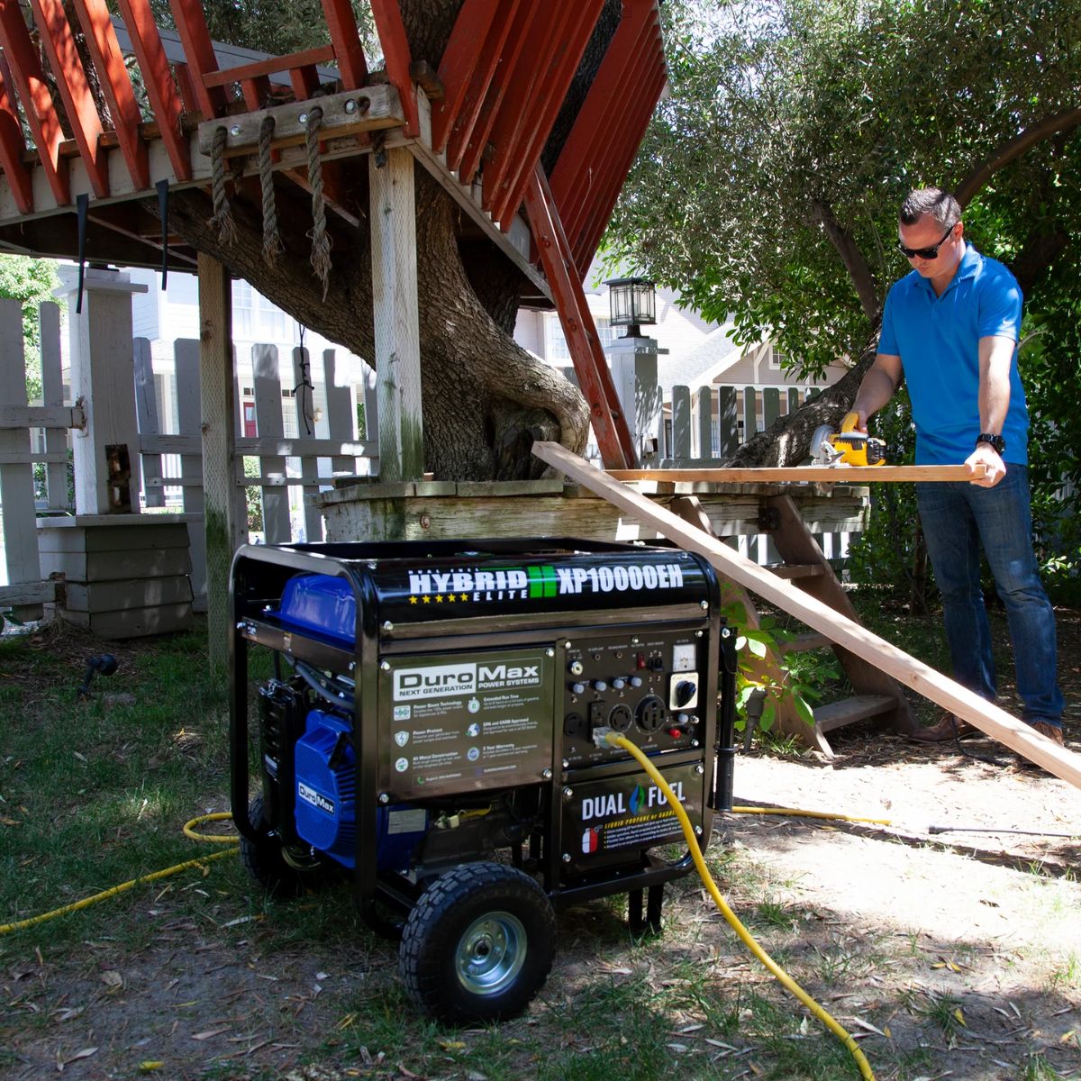 DuroStar XP10000EH set up on a treehouse construction