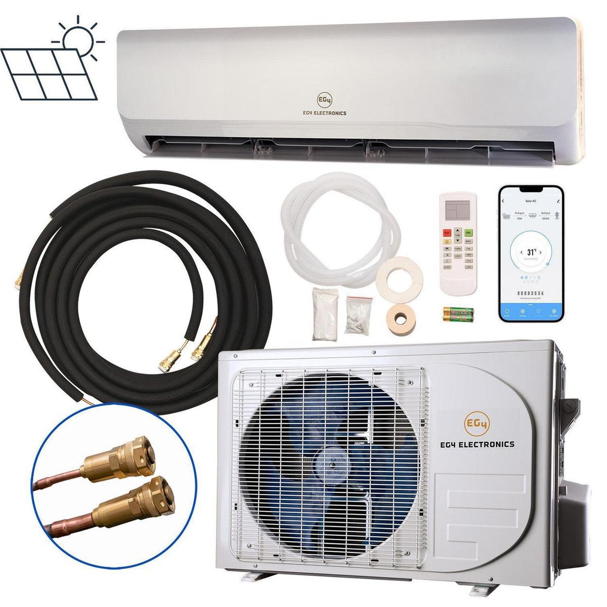 Air conditioning unit kit with components on a white background