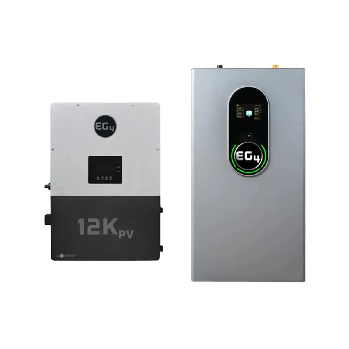 Two solar inverters with 'EG4' branding on a white background