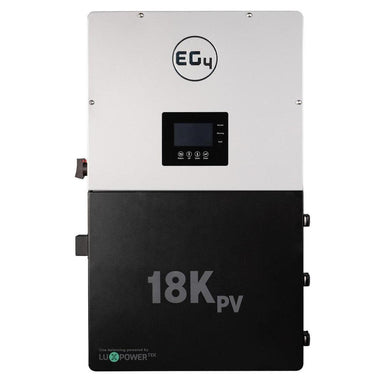 Power inverter with 'EG4' branding and '18K PV' rating on a white background