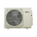 An outdoor air conditioner or heat pump outdoor condenser unit with a beige casing, a large front fan protected by a metal grille, and the text 'EG4' printed on the side, shown against a plain white background.