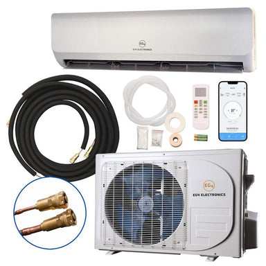 Air conditioning unit kit with components on a white background