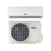 A split air conditioner shown with its white indoor wall-mounted unit above and the matching outdoor condenser unit below, both featuring the EG4 logo on a plain white background.