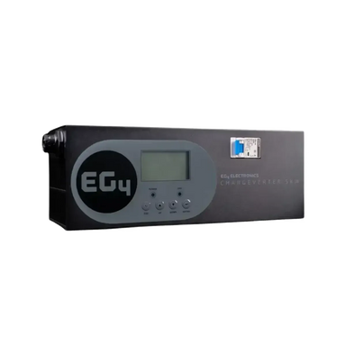 Electronic device with 'EG4 Chargeverter' branding on a white background