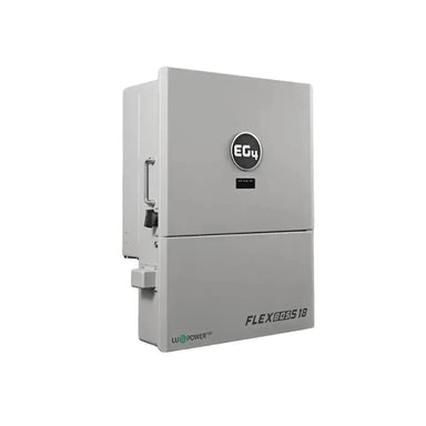 Gray electrical enclosure with 'EG4' and 'Lux Power' branding on a white background