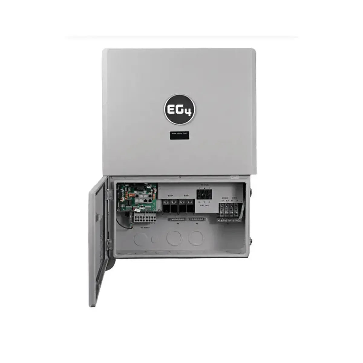 Electrical panel with 'EG4' branding on a white background
