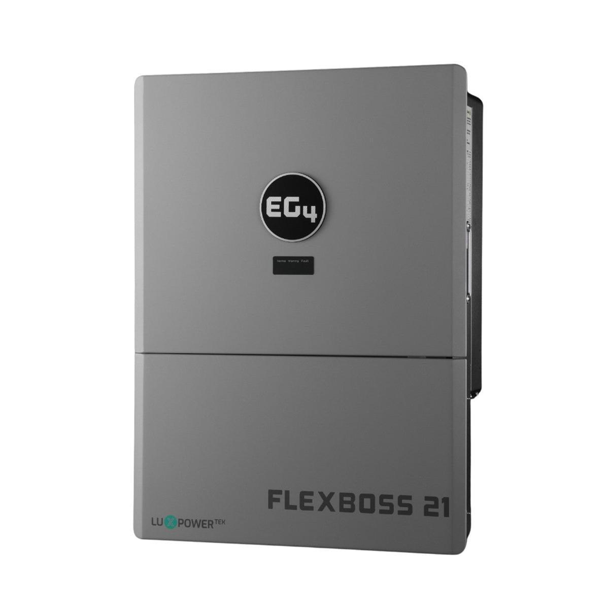 Gray battery pack labeled 'FLEXBOSS 21' with 'EG4' logo on a white background