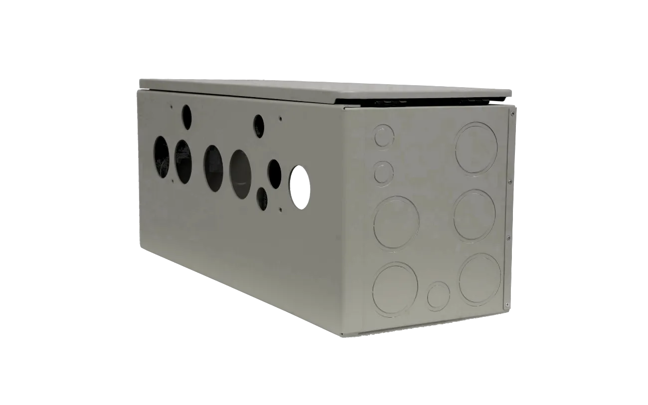 EG4 PowerPro Conduit Box side and rear view displaying cut out holes for wiring