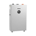 A vertical wall-mounted electric water heater with a silver-gray metal exterior, featuring a circular black 'EC4' logo on the front, top connection ports, and feet on a white background.