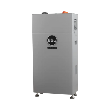 A tall, rectangular gray industrial machine with adjustable feet, featuring a circular black 'EG4' logo on the front, photographed against a plain white background.