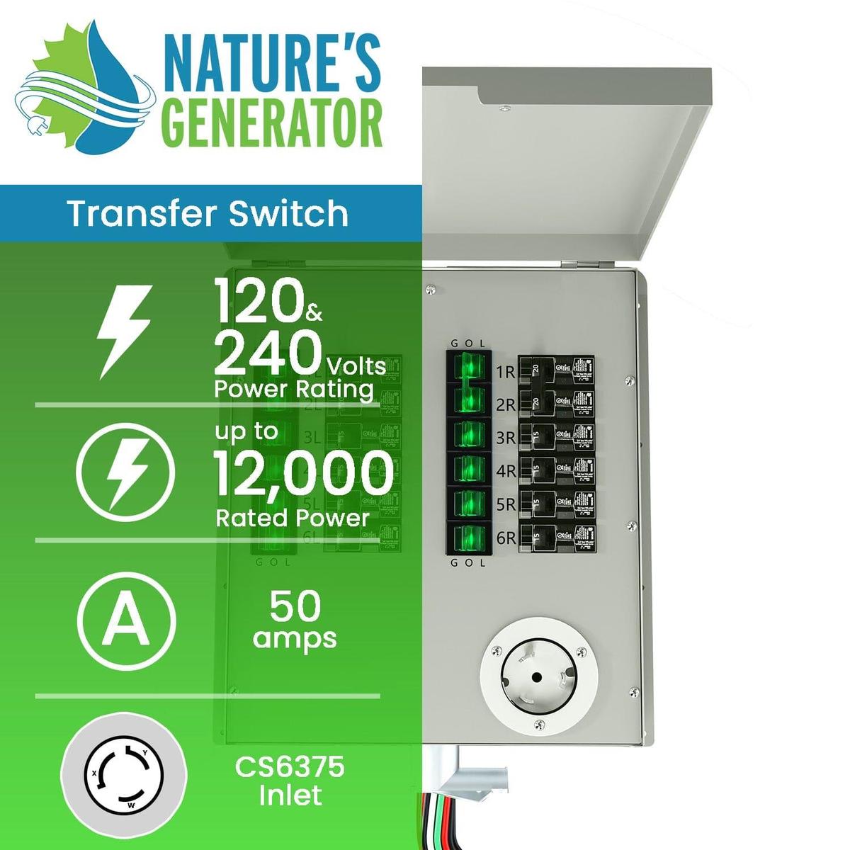 Nature's Generator 12-Circuit 120/240V 50A Non-Automatic Power Transfer Switch-1
