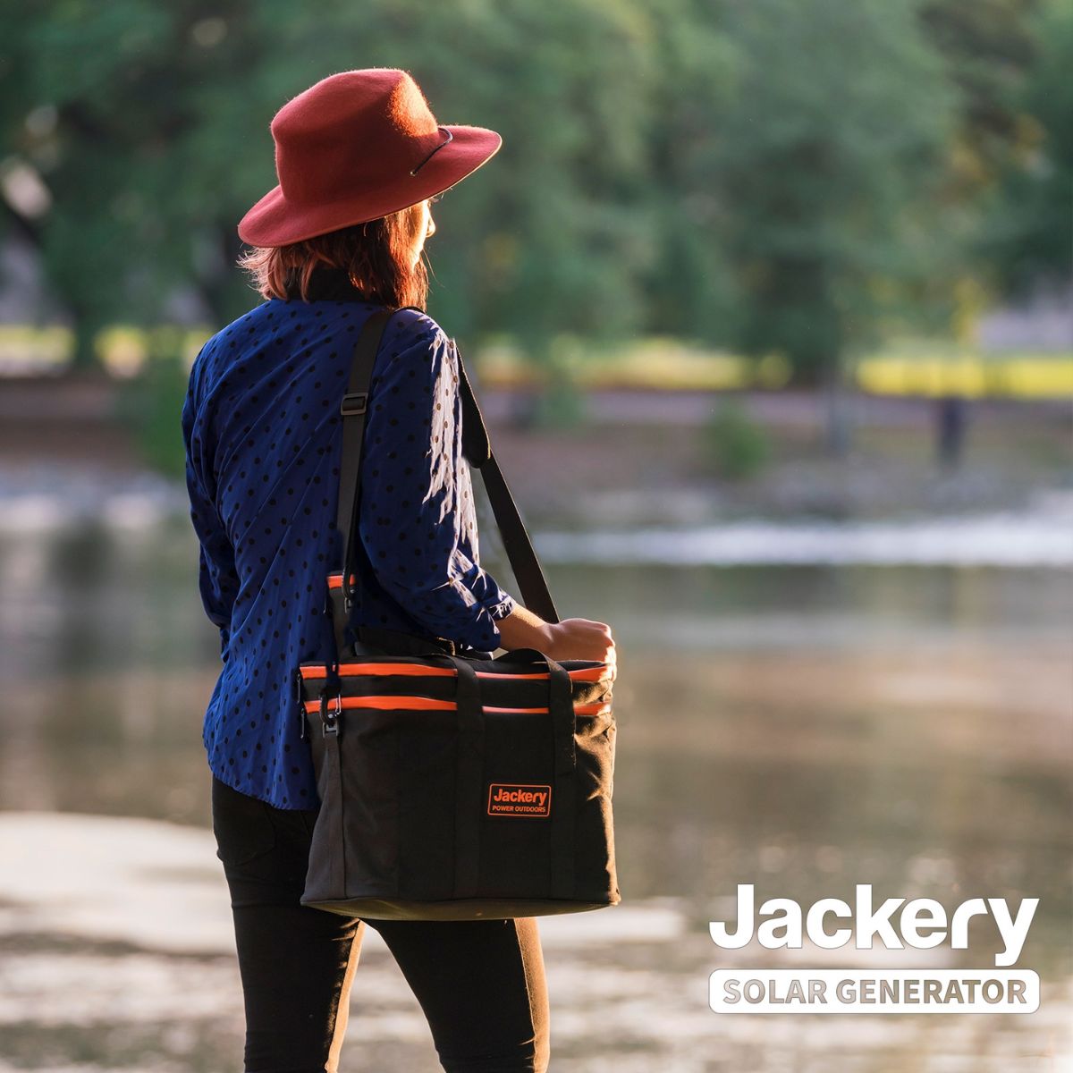 Jackery Power Medium Carrying Case displaying its comfortable and durable shoulder cross sling