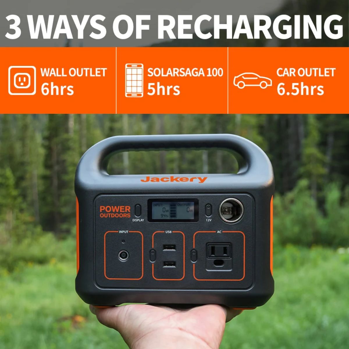 Jackery Explorer 290 Portable Power Station featuring its 3 types of recharging for this portable station