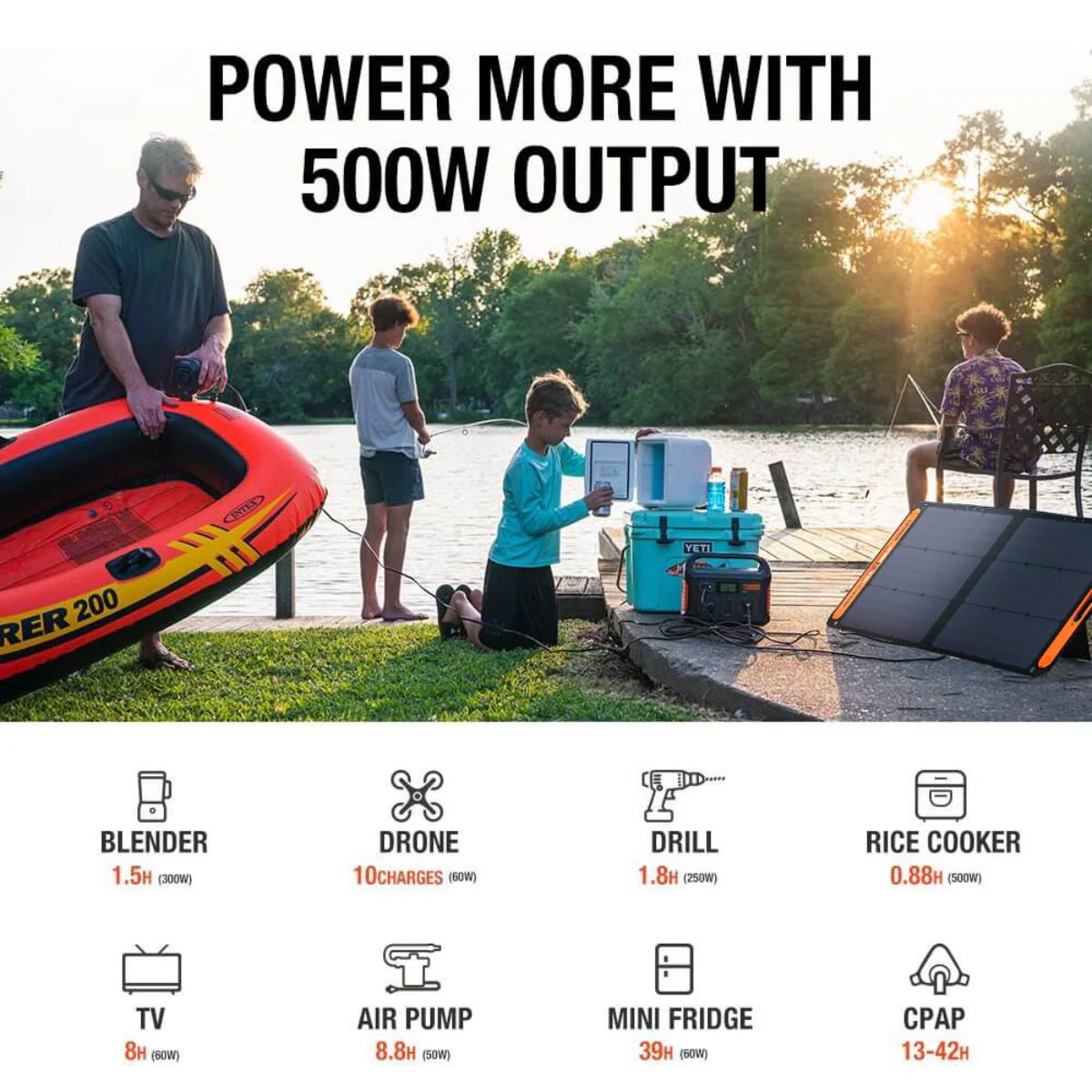 Jackery Explorer 550 Portable Power Station displaying its 500W capacity for powering devices