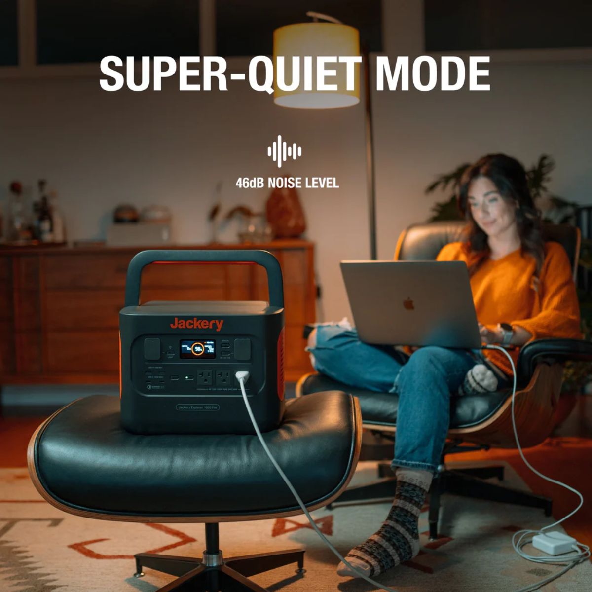 Jackery JE-1000B Explorer 1000 Pro Portable Power Station featuring its super-quite mode with 46dB noise level