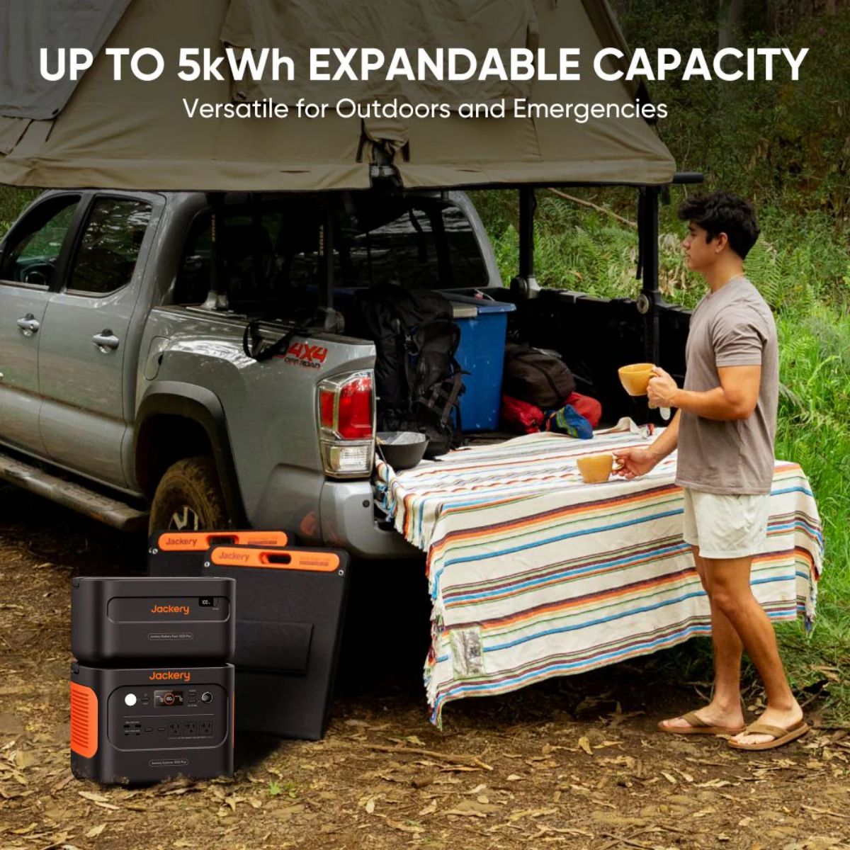 Jackery JE-1000C Explorer 1000 Plus Portable Power Station displaying its expandable capacity feature up to 5kWh