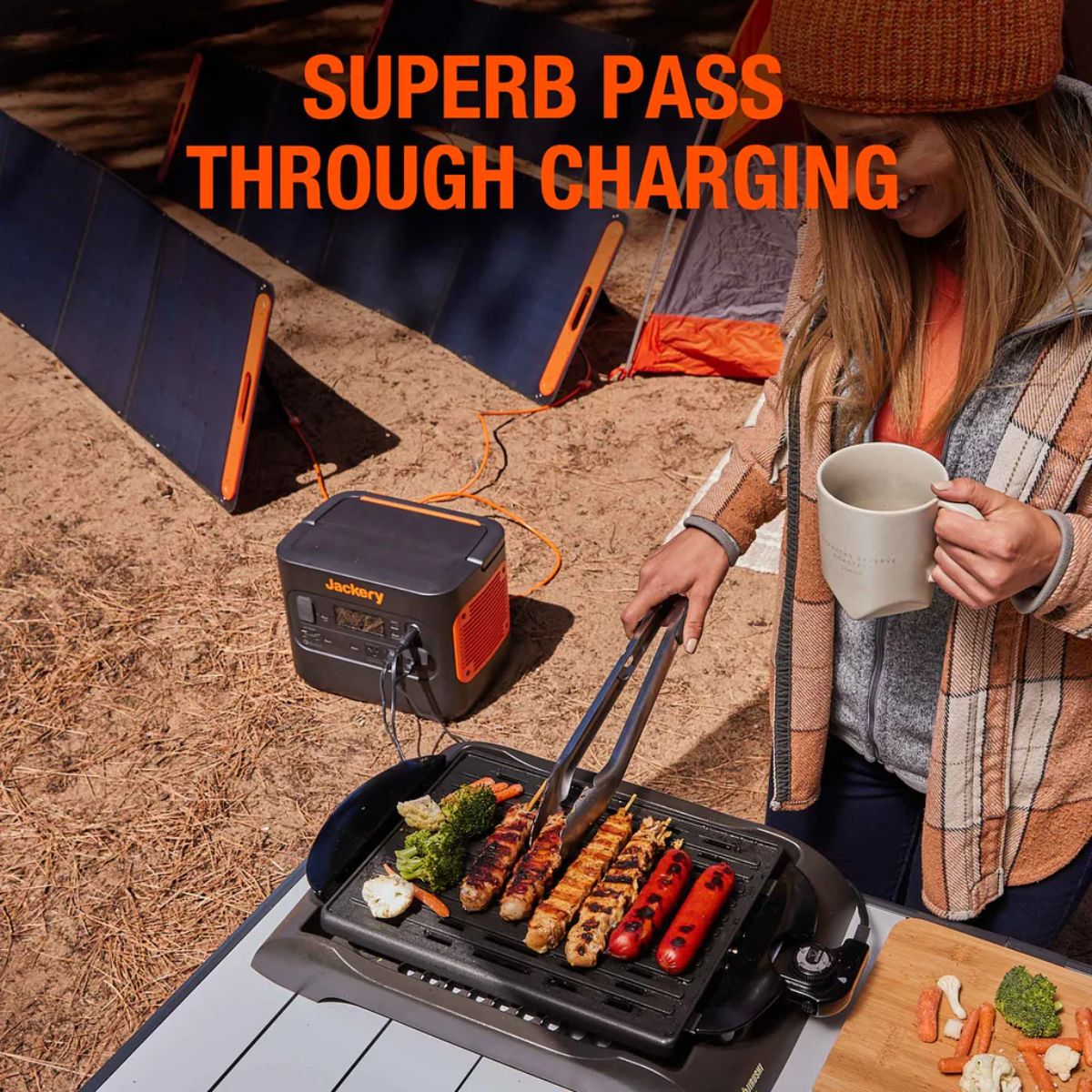 Jackery JE-2000A Explorer 2000 Pro Portable Power Station featuring its superb pass-through charging using solar panels