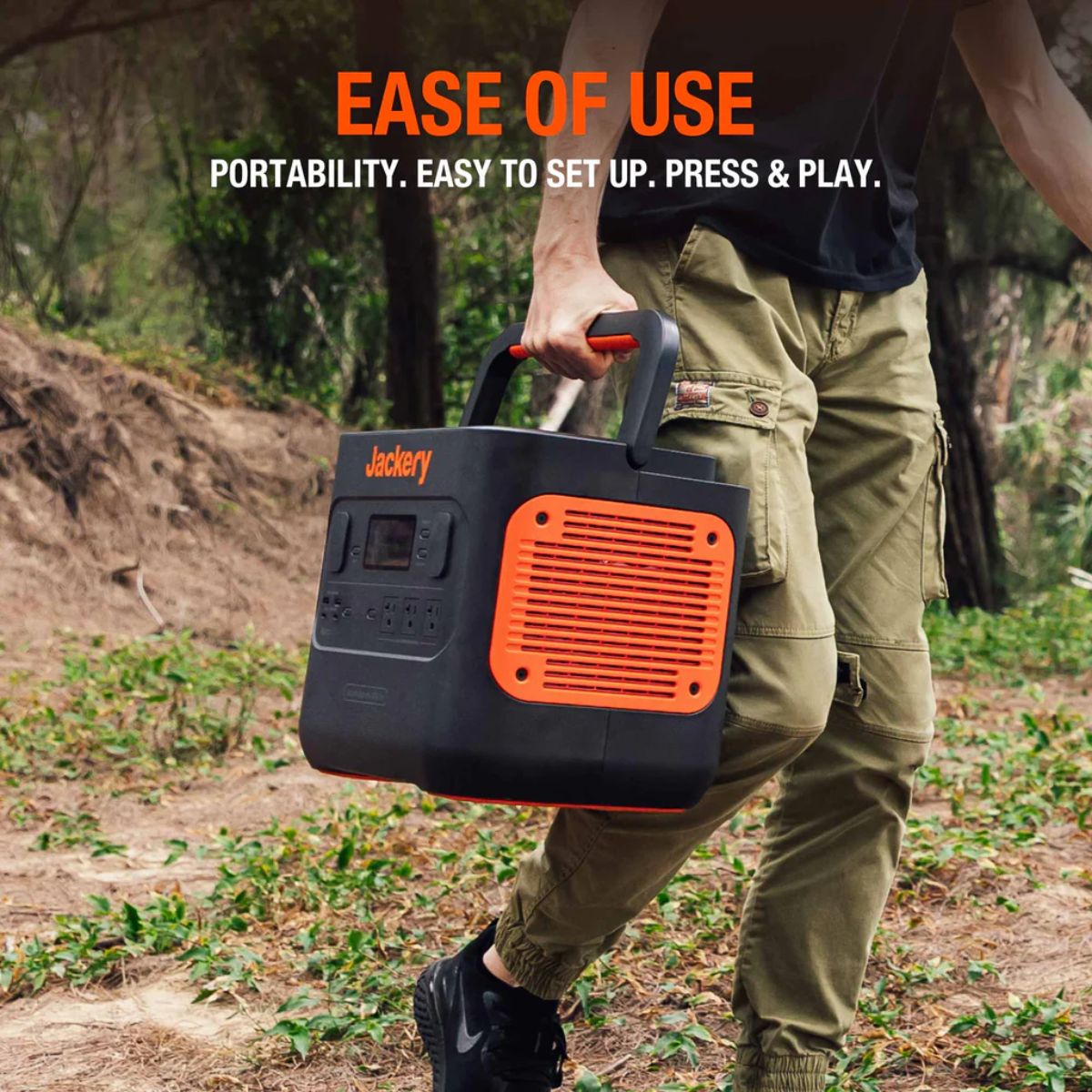 Jackery JE-2000A Explorer 2000 Pro Portable Power Station displaying its easy to setup and lightweight portability