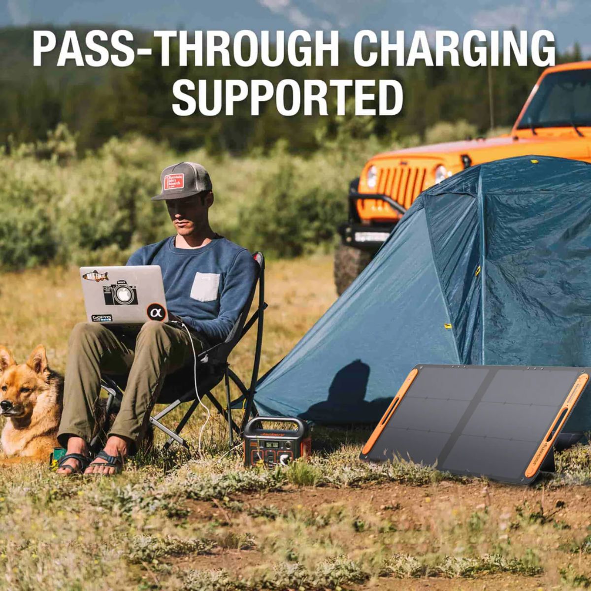 Jackery Explorer 240 Portable Power Station featuring its pass-through charging support feature