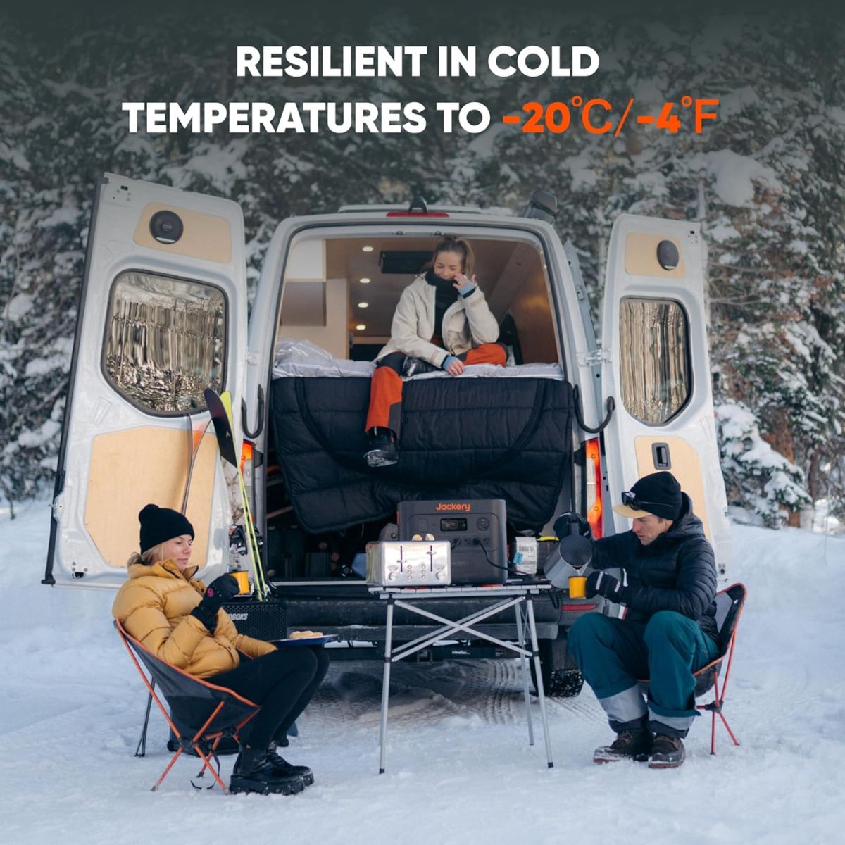 Jackery JE-3000A Explorer 3000 Pro Portable Power Station featuring its resilient in cold temperature up to -20°C / -4°F