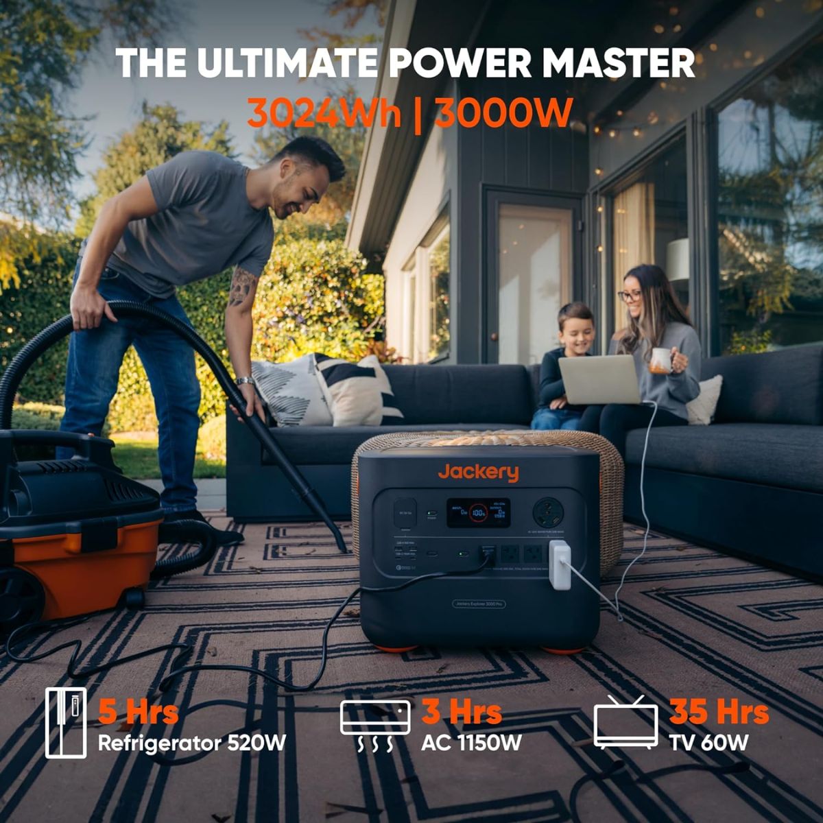 Jackery JE-3000A Explorer 3000 Pro Portable Power Station featuring its 3024Wh Power Capacity