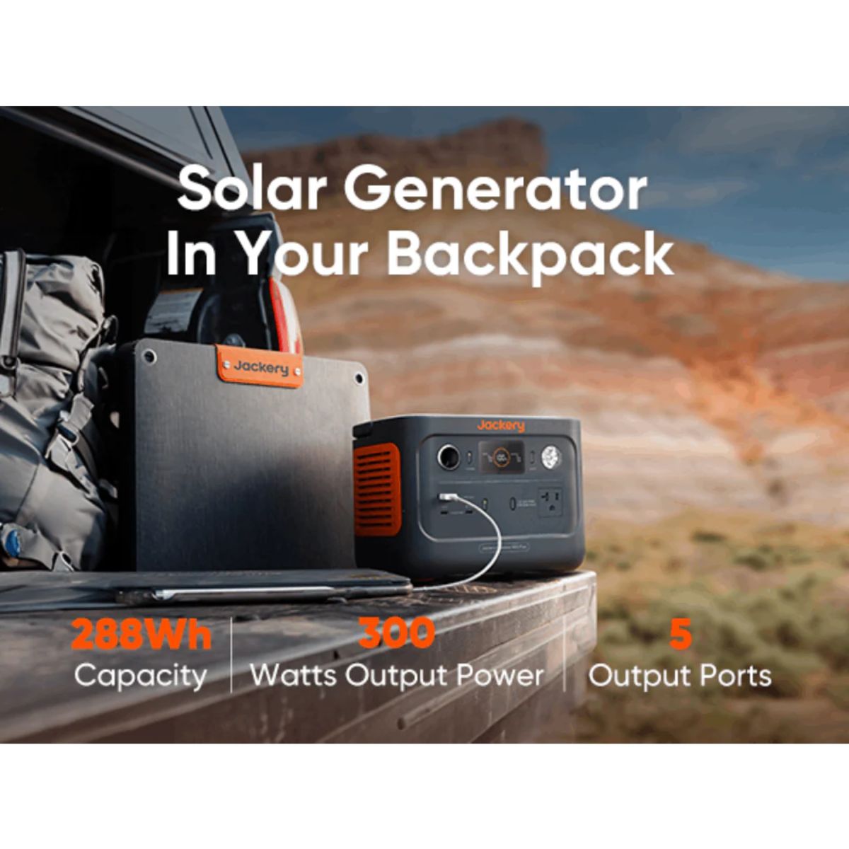 Jackery JE-300B Explorer 300 Plus Portable Power Station a compact backup power with 288Wh capacity that can easily carry within a backpack