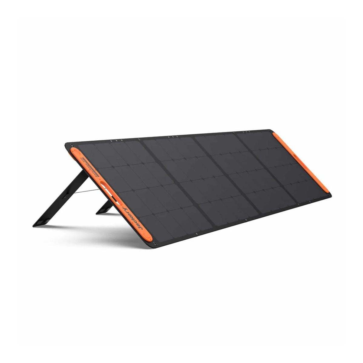 Jackery JS-200C SolarSaga 200W Solar Panel its durable kickstand design and compact foldable build with black and orange color scheme