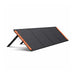 Jackery SolarSaga 200W Solar Panel displaying its compact and durable build with its black color scheme and a orange colored side handles