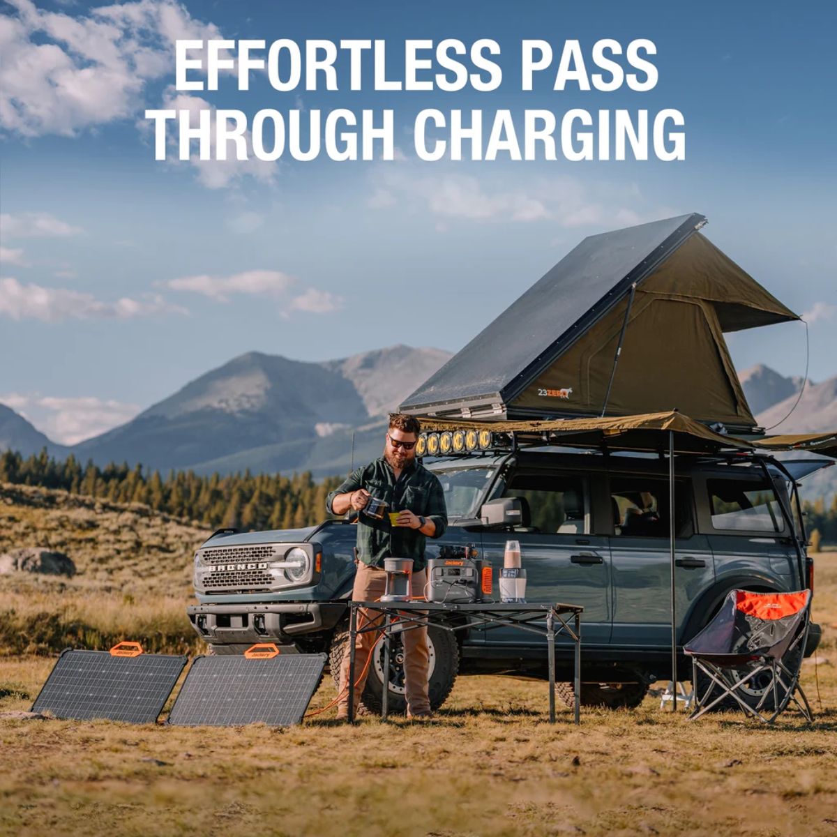 Jackery JS-80A SolarSaga 80W Solar Panel featuring it pass-through charging capability