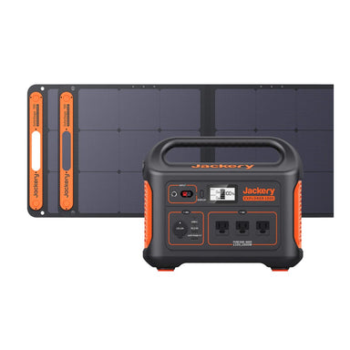 Jackery Solar Generator 1000 displaying its Explorer 1000 Portable Power Station and 2 x SolarSaga 100W Solar Panel Combo