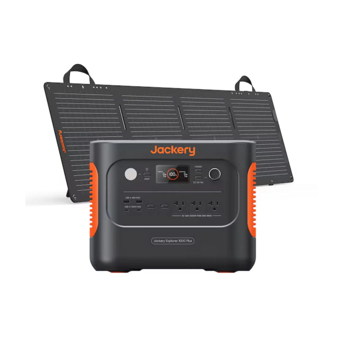 Jackery Solar Generator 1000 Plus with its components: the Explorer 1000 Plus and 1 x SolarSaga 100W Mini Panels