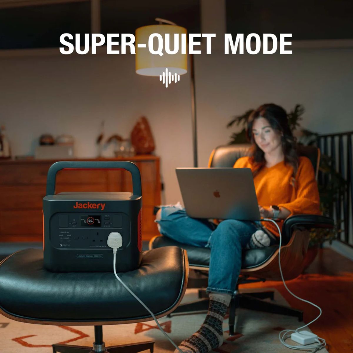 Jackery Explorer 1000 Pro Portable Power Station's super-quiet mode for peace and comfort living