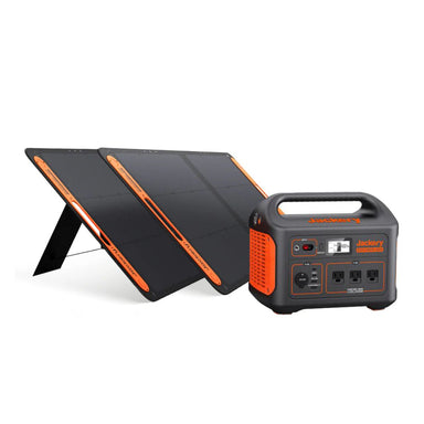 Jackery Solar Generator 1000 displaying its Explorer 1000 Portable Power Station and 2 x SolarSaga 100W Solar Panel Combo