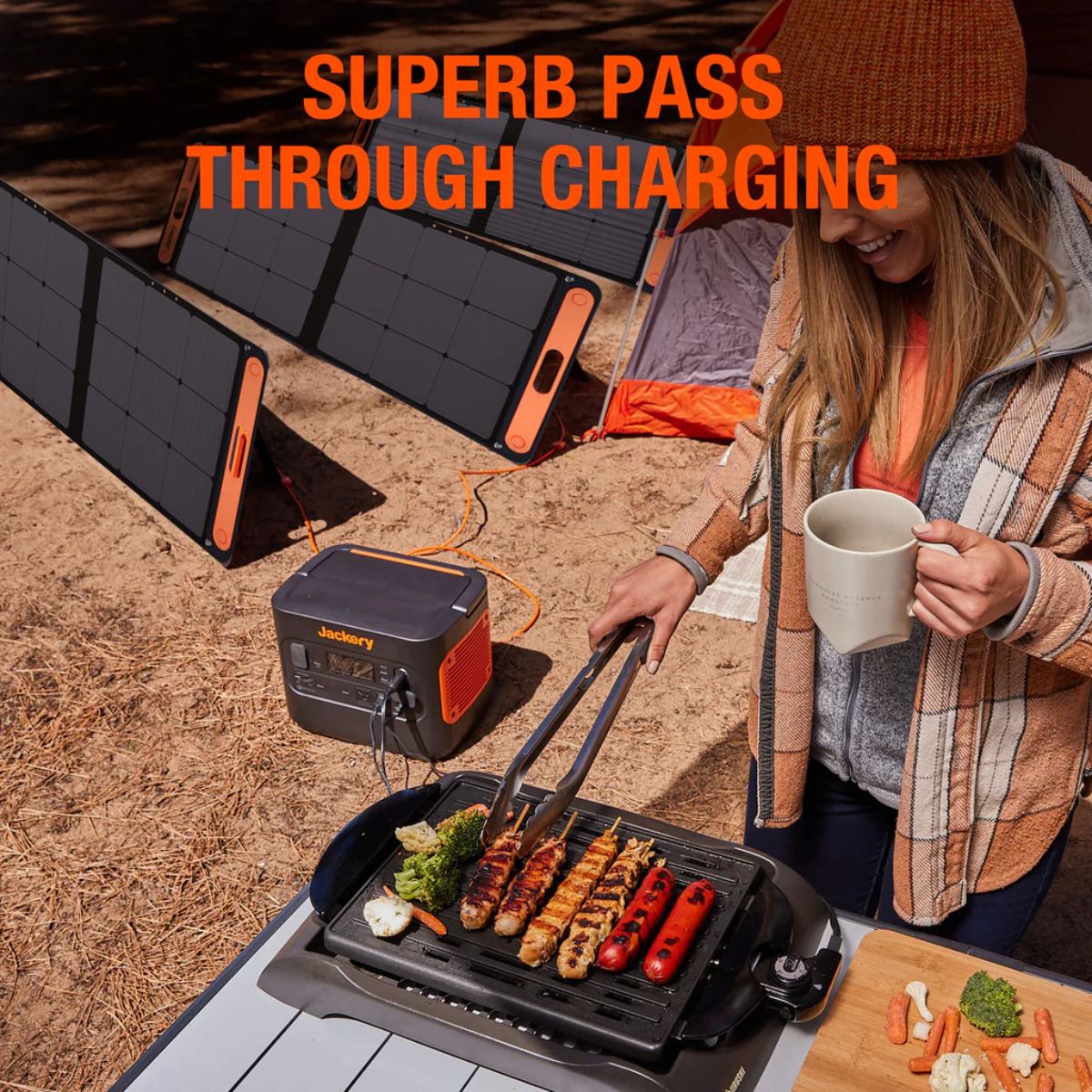 Jackery Solar Generator 2000 Pro displaying its superb pass-through charging capabilities