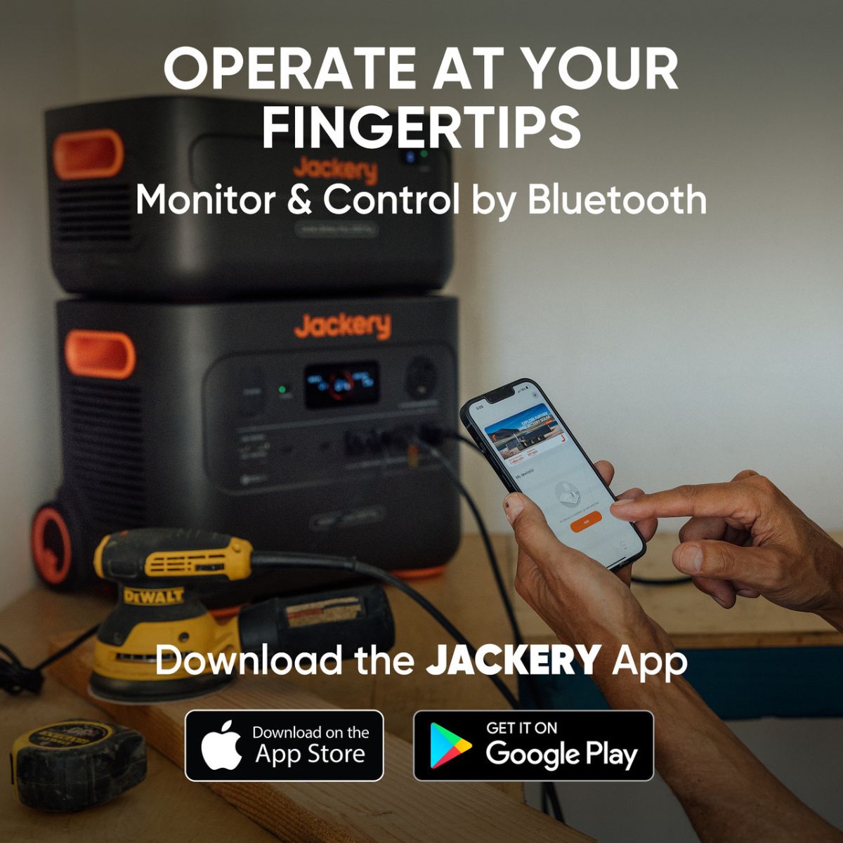 Jackery Mobile App for better monitoring and controls available to download at App Store and Google Play Store