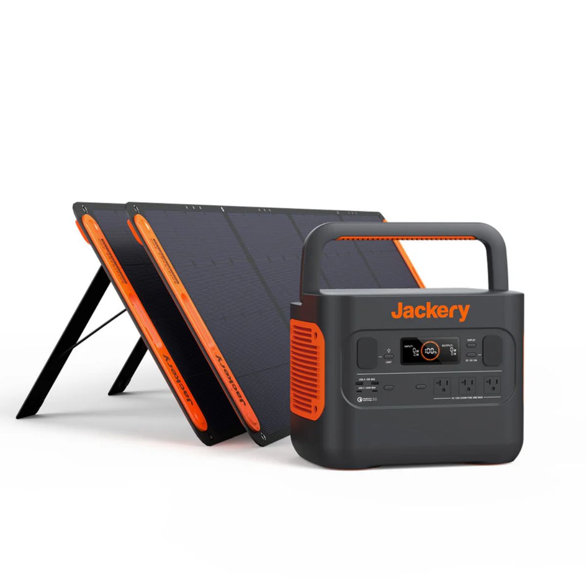 Jackery Solar Generator 2000 Pro displaying its Explorer 2000 Pro Portable Power Station and SolarSaga 200W Solar Panel combination