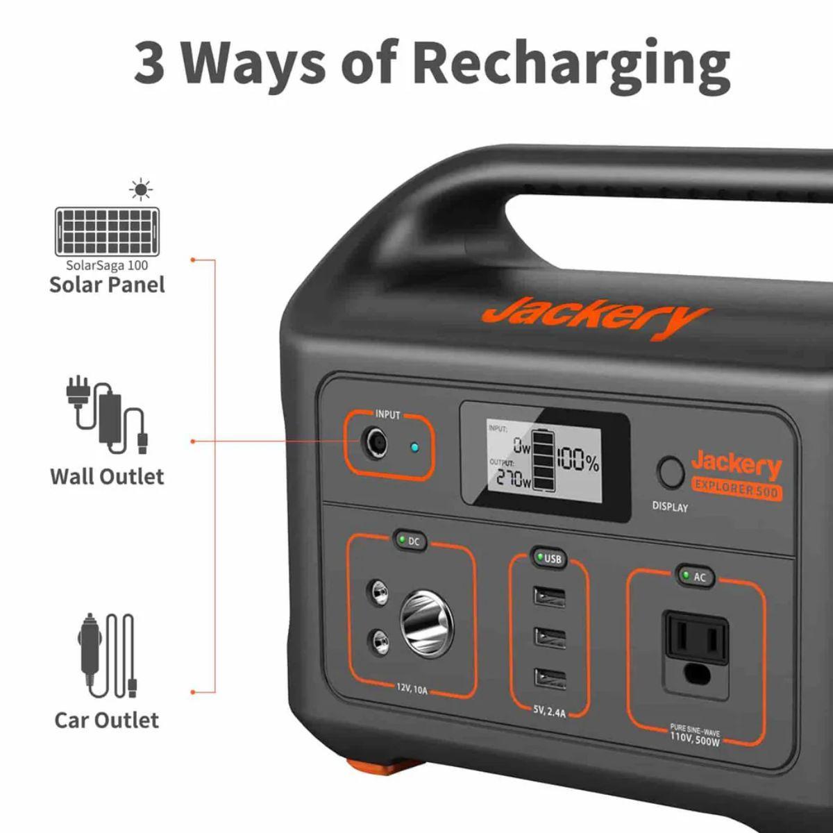 Jackery Solar Generator 500 (Explorer 500 SolarSaga 100W