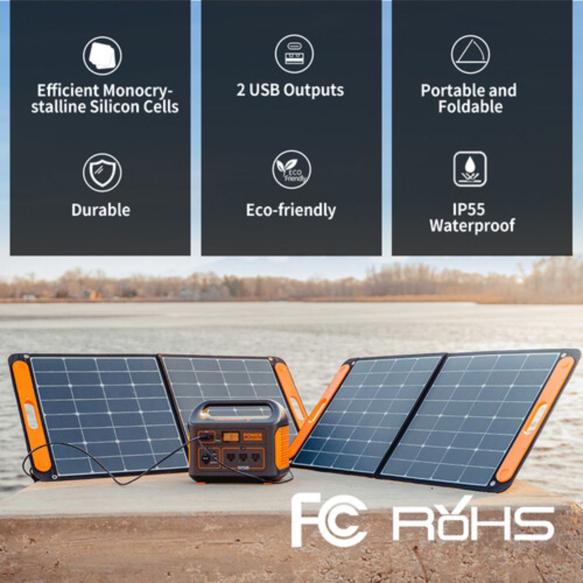 Jackery JS-100C SolarSaga 100W Solar Panel featuring its overall product features