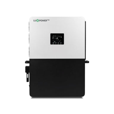 LuxPower INV021 6KW Split Phase Inverter displaying its white and black color scheme with its LCD display at the center front panel