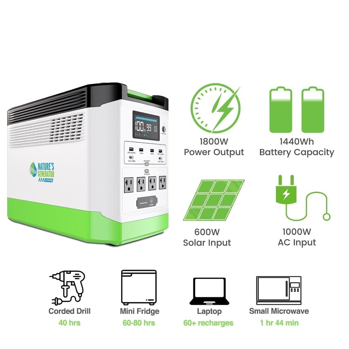 Nature's Generator Lithium 1800 Power Station-8