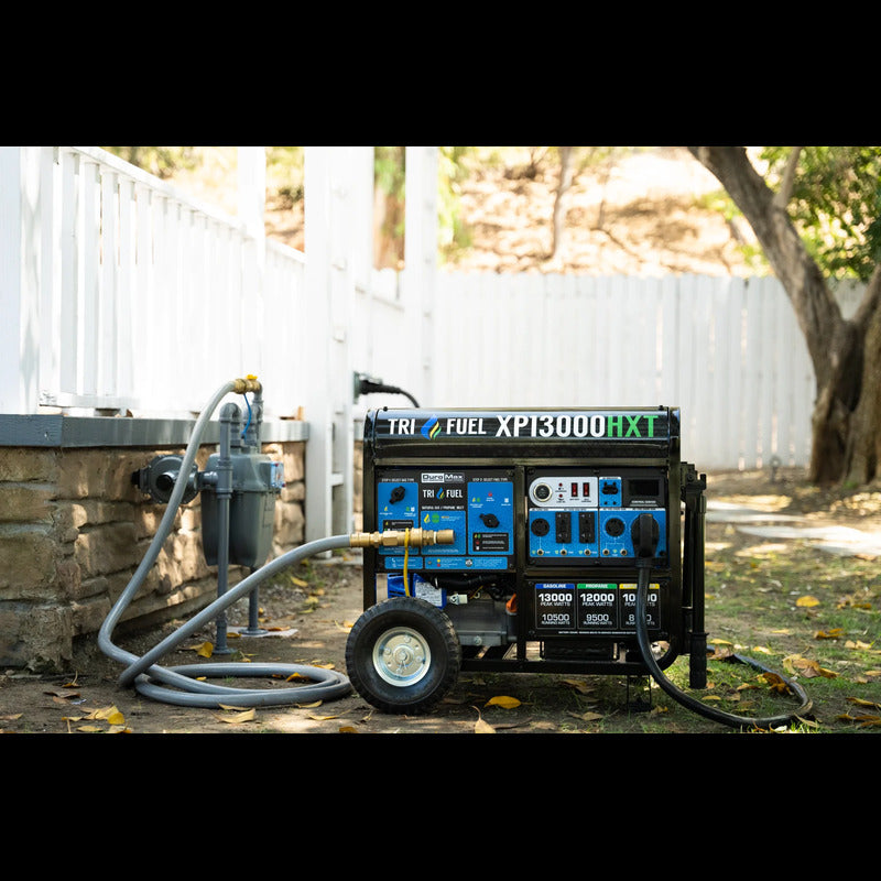 xp13000hxt connected to a natural gas line in a backyard