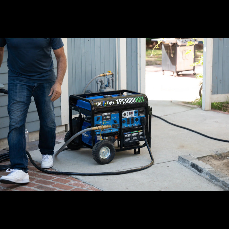 The XP13000HXT being set up by a man with natural gas