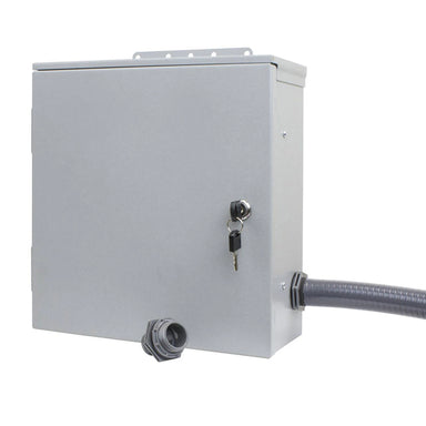 Closed view of Reliance R310A outdoor transfer switch, essential for quality generator power control in outdoor settings.