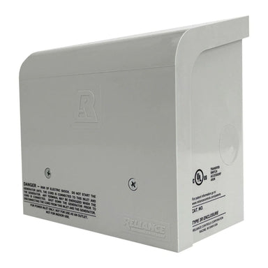Back view of Reliance PBN30 Power Inlet Box displaying its Danger/Warning Note