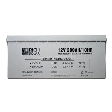 Front view of Rich Solar RS-AGM12200 200Ah-12V Deep Cycle AGM Battery