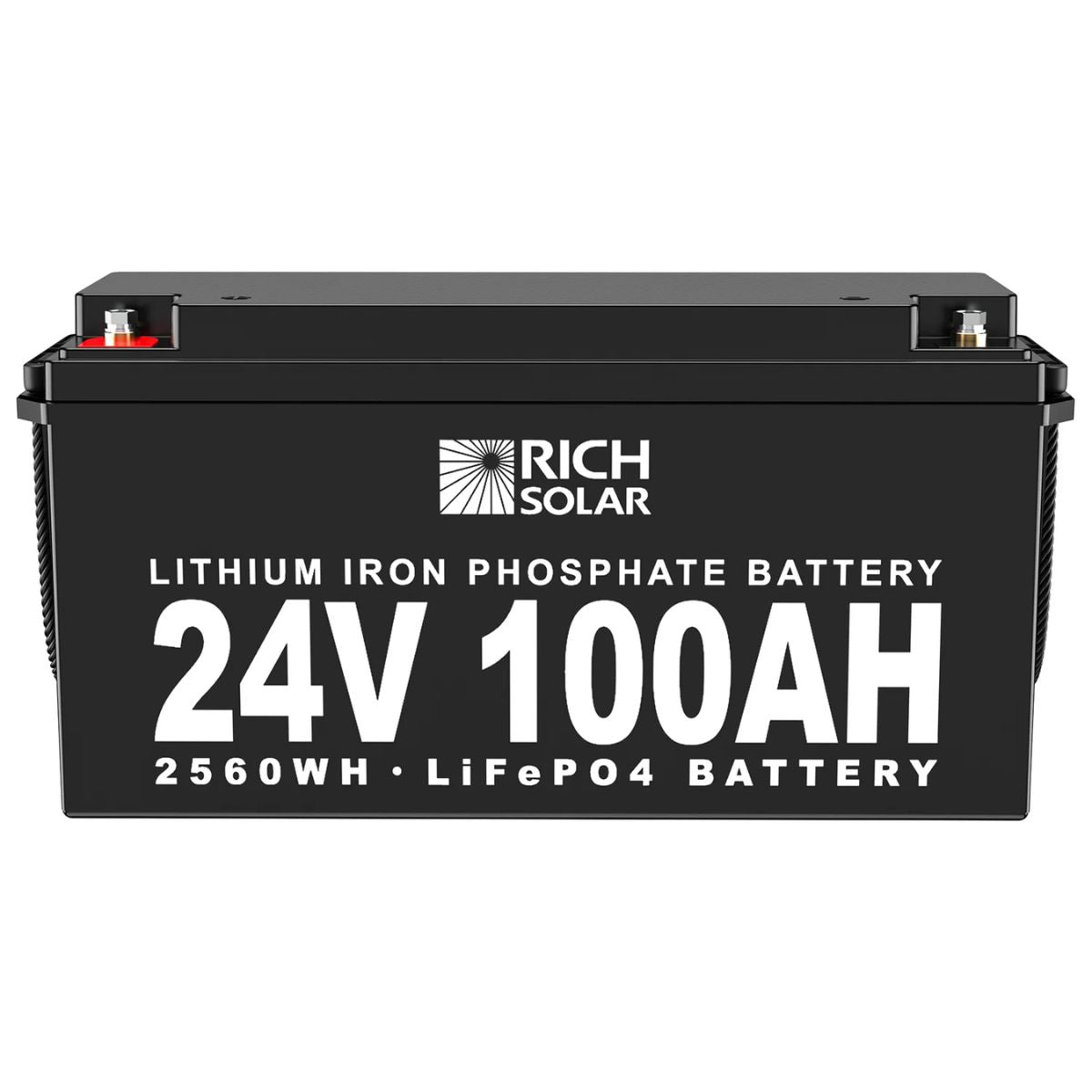 Front side view of the front of Rich Solar RS-B24100 24V-100Ah LiFePO4 Lithium Battery