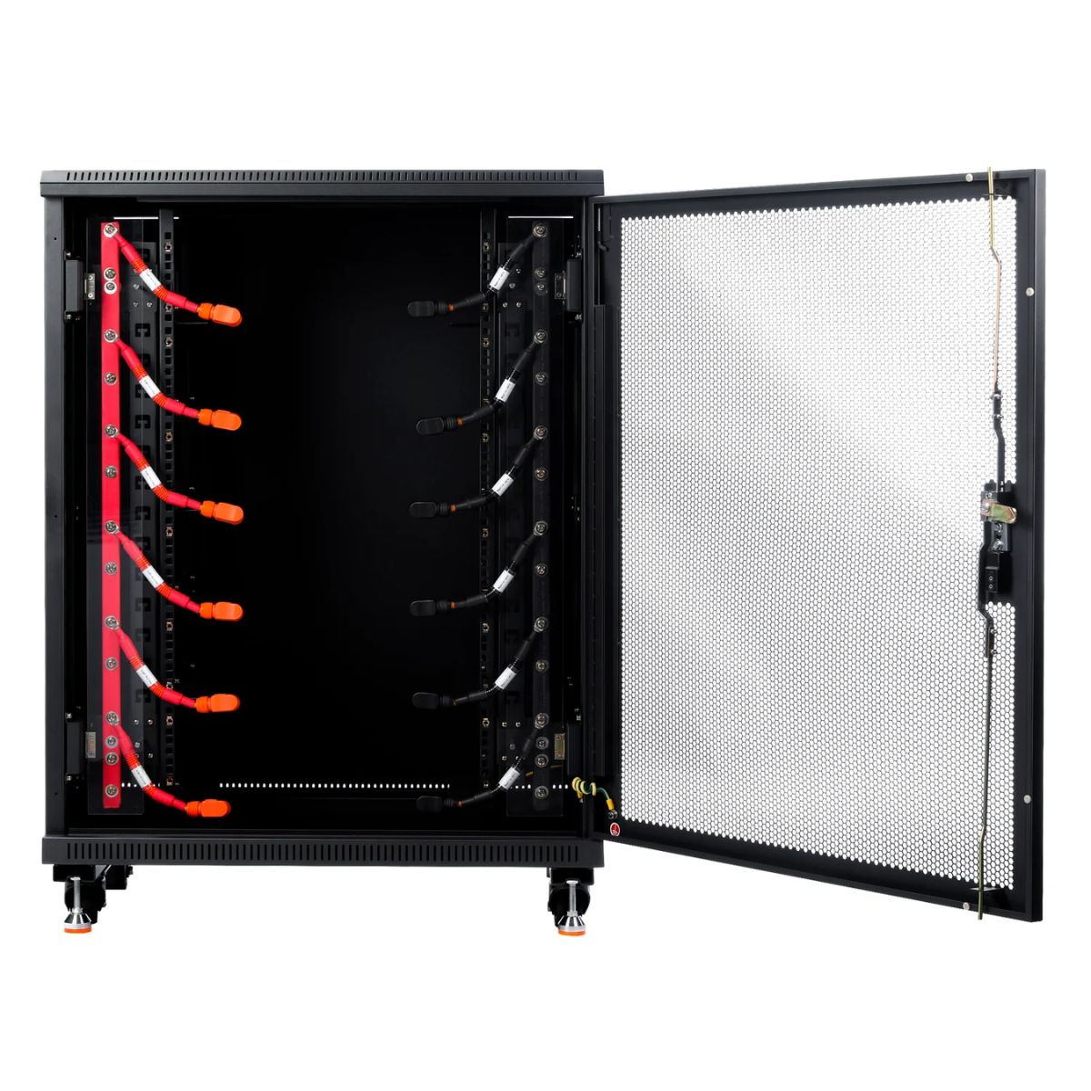 an empty battery rack cabinet of Rich Solar RS-B48100SR 100Ah-48V LiFePO4 Lithium Server Rack Battery