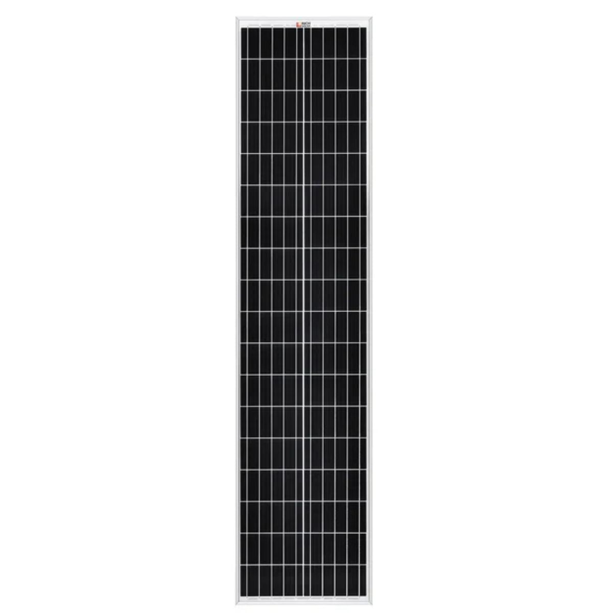 Front panel of Rich Solar RS-M100SL MEGA 100 Watt Slim Monocrystalline Solar Panel displaying its monocrystalline solar panel cells