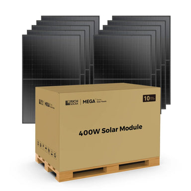 Rich Solar RS-M400 400W Mega Monocrystalline Solar Panel featuring 10 pieces tough built panels